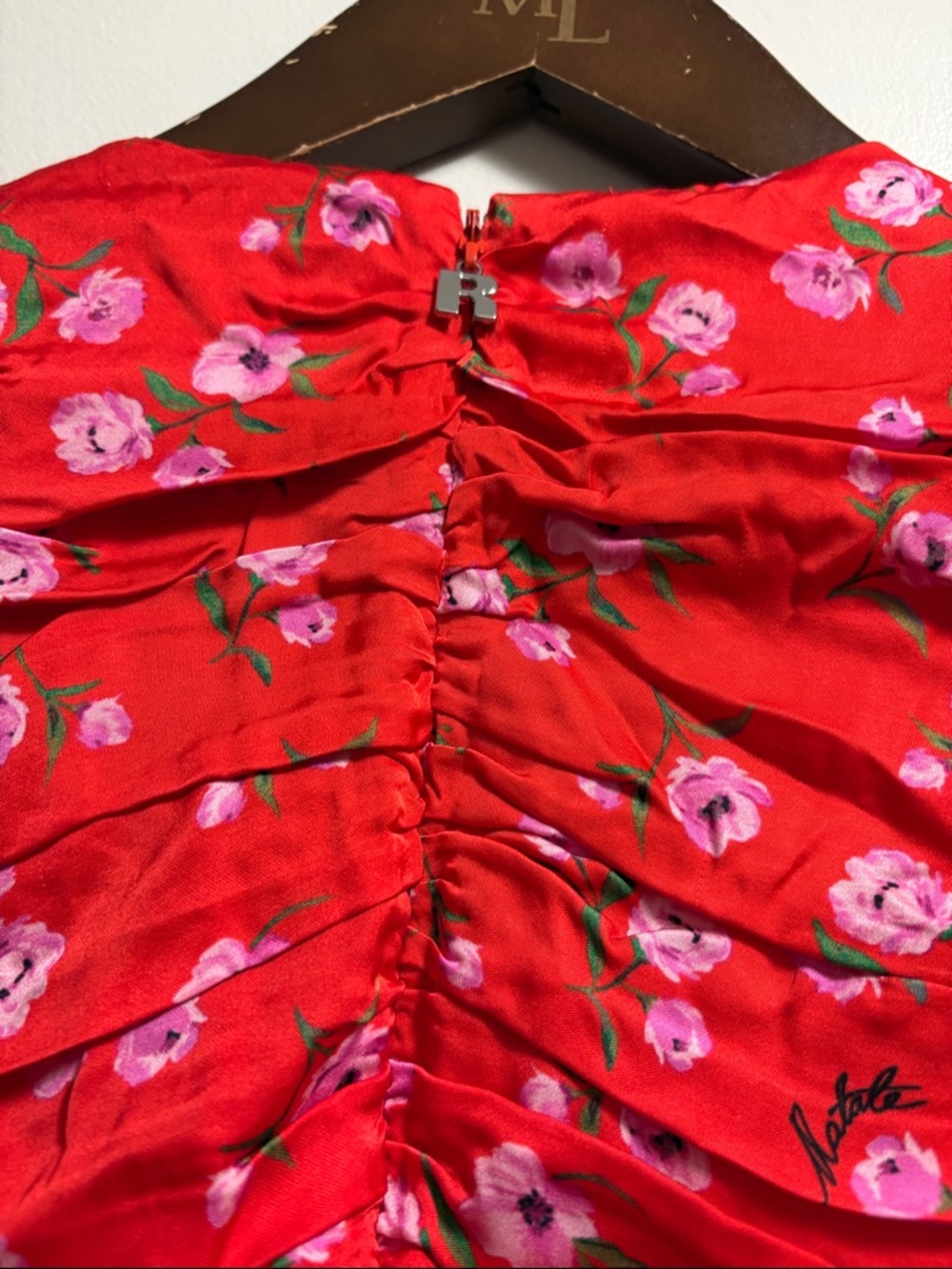Rotate Red Floral Ruched Mini Dress - Picture 6 of 16